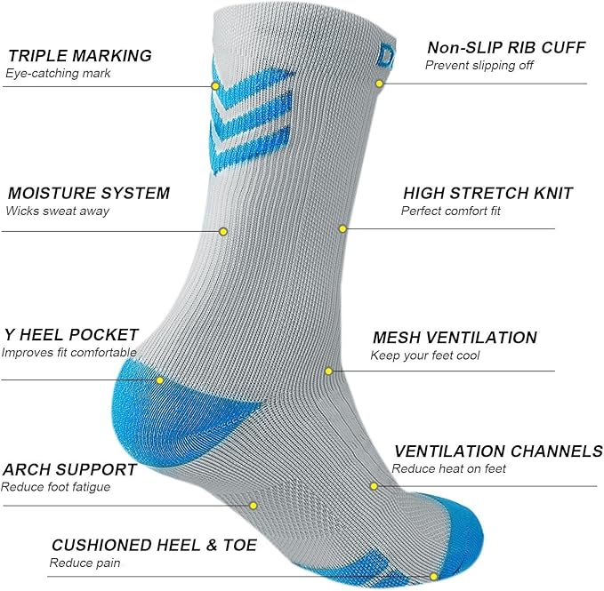 DOVAVA Dri-tech Compression Crew Socks (4/6 Pairs), Comfort Boost Circulation