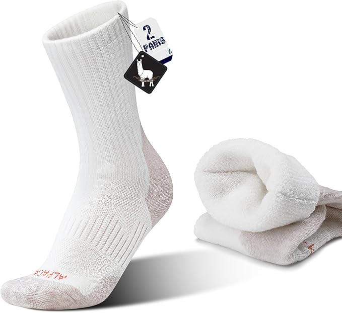 Alpaca Wool Hunting Socks 2 pairs for Men Women, Thermal Warm Compression Thick Winter Cushioned Hiking Boot Moisture Wicking