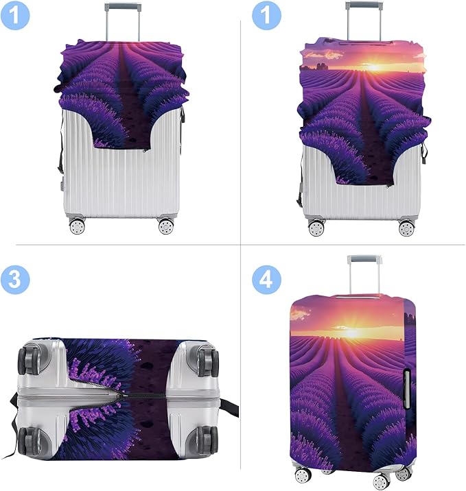 Luggage Cover Washable Suitcase Protector Anti-Scratch,Stretchable Fit for 20-34Inch Luggage Durable Travel Bag Cover with Zipper Closure (Lavender, S(fits 20-22inch suitcase))