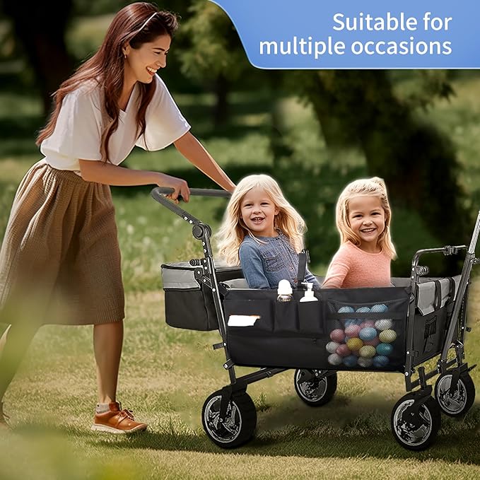 Stroller Wagon Cargo Net for WONDERFOLD Wagon Accessories (Compatible with All W-Series Models), Foldable Mesh Cargo Nets Organizer Bag with Sorting Pockets for Large Storage Space