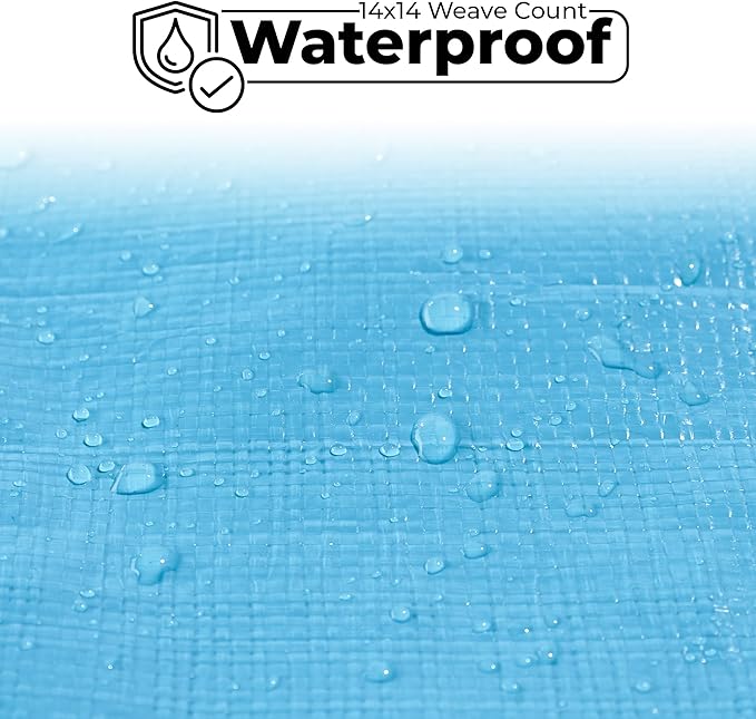 Tarps Heavy Duty Waterproof 12x20-12 mil Thick Camping Tent - Blue Tarp 12x20 UV Resistant, Rip & Tear Proof with Metal Grommets – Multipurpose Use for Camping, Tent, Boat, RV, Car, & Pool Cover