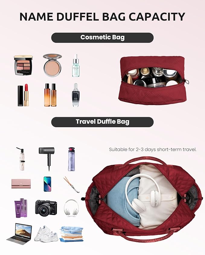 Gifts for Friends - Initial Duffle Bag - Personalized Weekender Bag With Monogram, Shoe Compartment, Travel Bag, Birthday Gift for Daughter or Sister (Letter I)