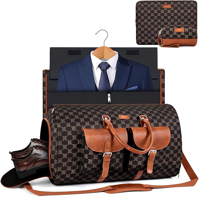 Garment Bag for Travel, Convertible Carry on Garment Duffel Bag for Men 3Pcs Weekender Bag 2 in 1 Hanging Suitcase Suit Bag