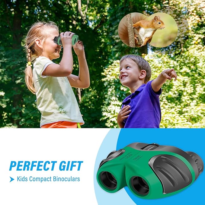 Easter Gifts for 3-12 Years Old Boys, VNVDFLM Compact 8x21 Shock Proof Green Binoculars for Bird Watching Kids Telescope for Teens Toys for 5-10 Years Old Girls (Green)