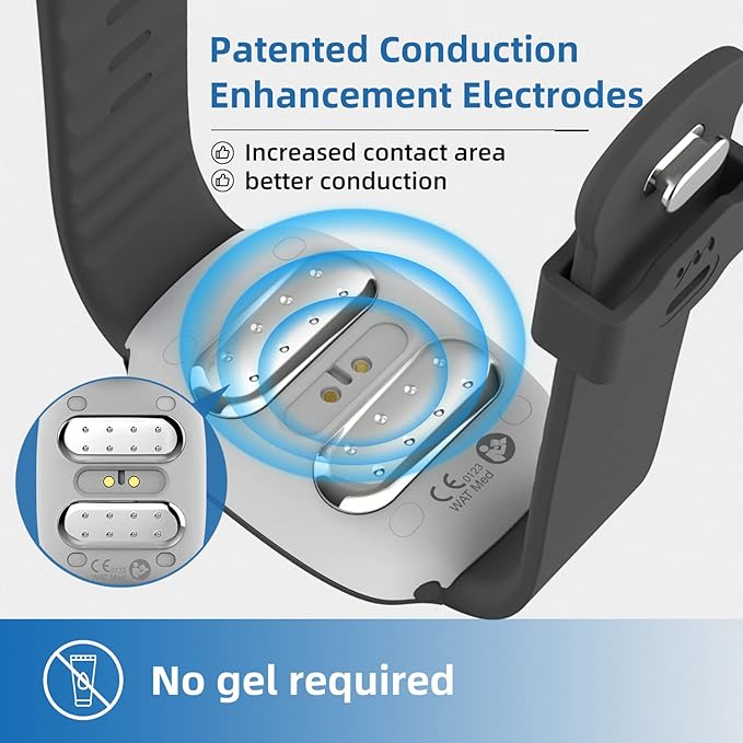 EmeTerm Fashion Anti-Nausea Wristband Relieve Morning Motion Travel Sickness Rechargeable Drug Free Bands Without Side Effects - Extra 2pack Conductive Gel (Black - Extra 2pack Conductive Gel)