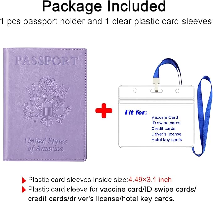 TIGARI Passport Holder for Travel Women Men, PU Leather Passport Wallet Cover Case Sleeve, Waterproof Protected Document Organizer, Family Vacation Plane Cruise Travel Essentials-Purple