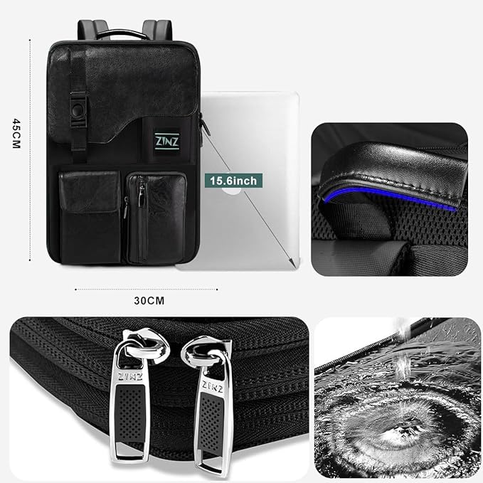 ZINZ Laptop Backpack 15 15.6 16 Inch, Expandable Computer Rucksack with Multi-Pockets Anti-Theft Travel Daypack for Men and Women,Dark Gray
