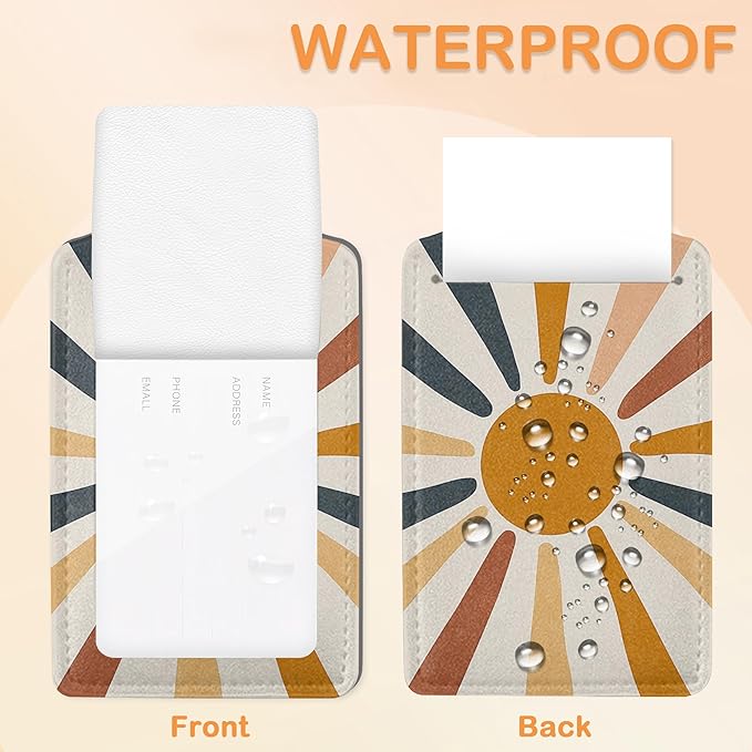 Boho Color Sunburst PU Leather Luggage Tags for Suitcase, Abstract Desert Travel Cruise 3 Pack with Privacy Flap, Name ID Label and Metal Loop for Women Men Girls Baggage Bag Backpack