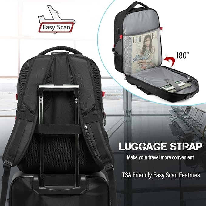 LOVEVOOK 17 inch Travel Laptop Backpack, DarkGrey, Waterproof, Anti-Theft with Lock, USB Charging Port, Large Capacity, Multi-Purpose