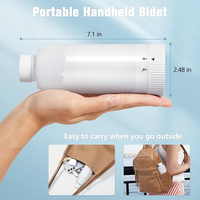 Upgrade SPACEREST Portable Bidet for Travel, No Noise & Waterproof Handheld Sprayer with 360ml Bottle, Rechargeable Electric Portable Bidet for Women & Men, Personal Hygiene & Postpartum Care