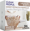 The Clean People Laundry Detergent Sheets - Laundry Soap - Ultra Concentrated, Recyclable Packaging, Stain Fighting - Sweet Petals & Vanilla, 96 Pack
