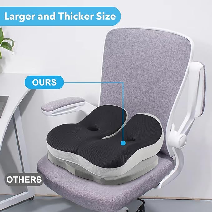 Seat Cushion,Office Chair Memory Cushion, Ergonomic Design, Relieve Sciatica and Long-Term Sitting Pain, Suitable for desks, Car Seats, Games, Wheelchairs