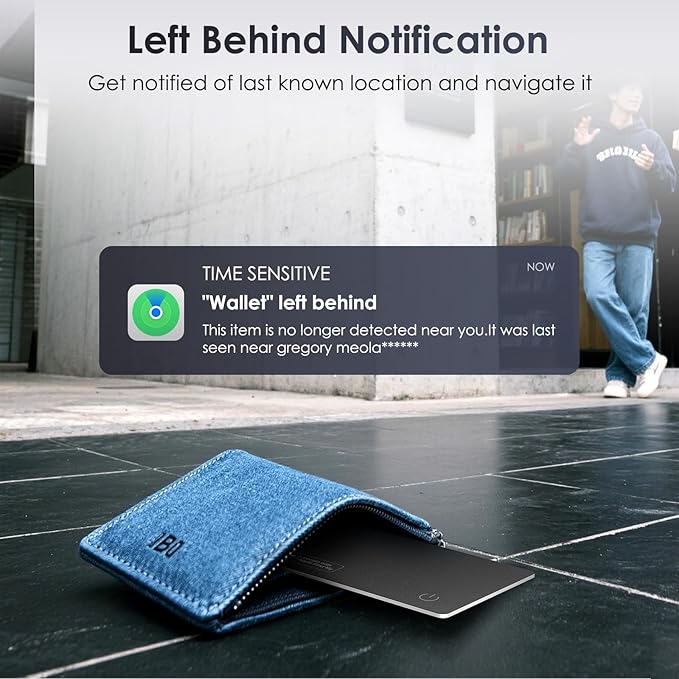 Wallet Tracker Card Air-Tag (iOS Only) - Work with Apple Find My, Bluetooth Tracker Smart Card Wallet Finder, 0.08in Slim, IP68 Waterproof, Item Locator for Luggage Tags, Passports, Purse