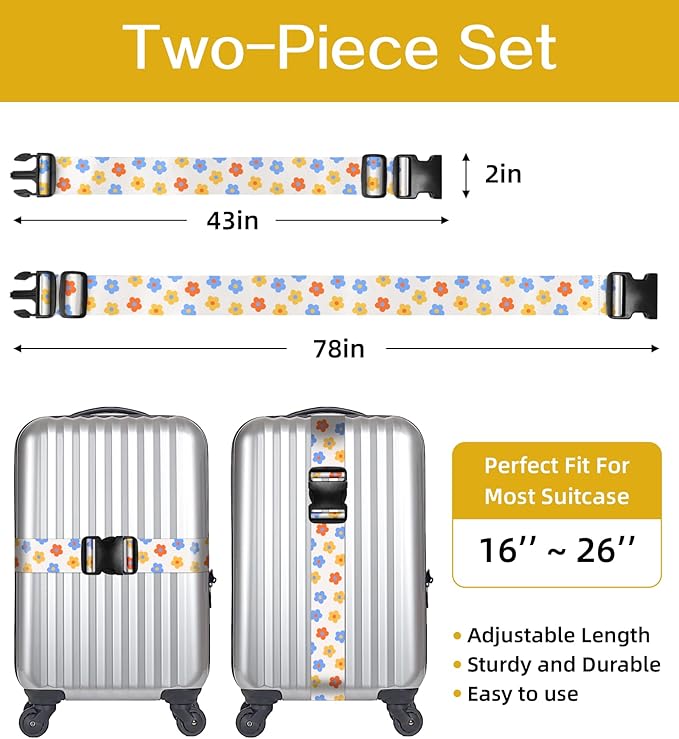 Luggage Straps for Suitcases Travel Belt Luggage Band Heavy Duty Traveling Luggage Identifier Cute Women Girls Unique Accesory,