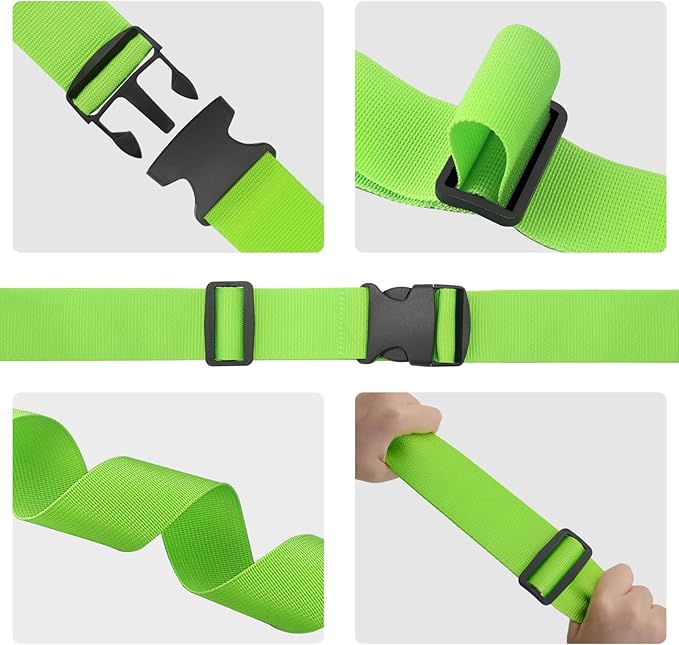 BILIONE 4 Pack Luggage Straps 79" Long Belts Keep Suitcase Secure While Traveling, TSA Approved Add a Bag Premium Accessory for Travel Bag Closure (2PCS Yellow + 2PCS Black)