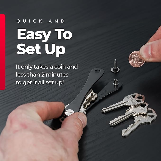 KEYSMART Key Holder for Keychain - Compact Key Organizer for Key Chain, Minimalist Clutter-Free EDC Keychains Key Ring, Black Flex, 8 Keys