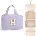 TOPEAST Travel Toiletry Bag for Women - Hanging Toiletry Bag, Personalized Initial Toiletry Bags for Traveling Women, Portable Travel Toiletry Bag for Toiletries, Cosmetics - Letter H, Purple