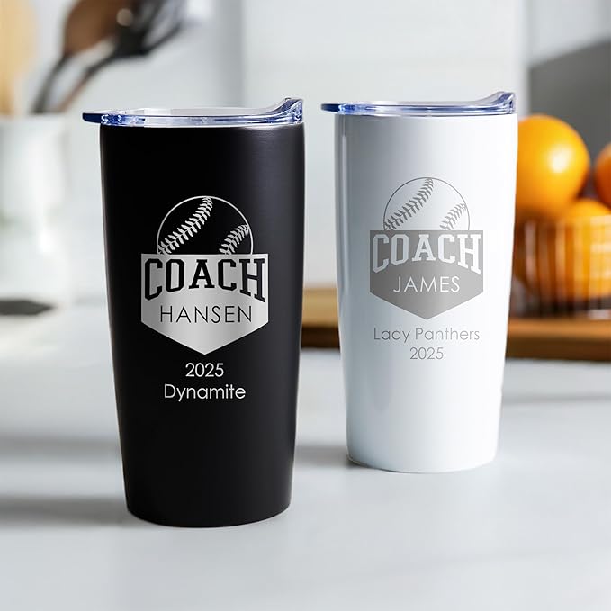 Lifetime Creations Custom Softball Coach Tumbler - Sotfball Coach Gifts for Men, Best Coach, Thank You Coaches, Softball Senior Night Gifts (White 20 Ounce Cup)