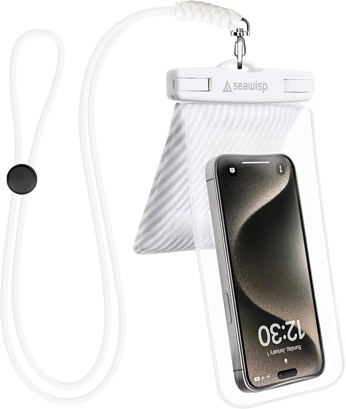 Universal Waterproof Phone Pouch [Double Space] IPX8 Dry Bag with Lanyard for iPhone 16 15 14 13 12 Pro Max XS XR X Galaxy S25 S24 S23 Ultra, Fit All Phones Up to 8'', White