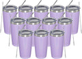 MEWAY 20oz Tumbler 12 Pack Double Wall Vacuum Insulated Travel Glitter Mug Bulk, Stainless Steel Tumblers with Lid and Straw, Powder Coated Coffee Cups for Woman(Rainbow Purple,Set of 12)
