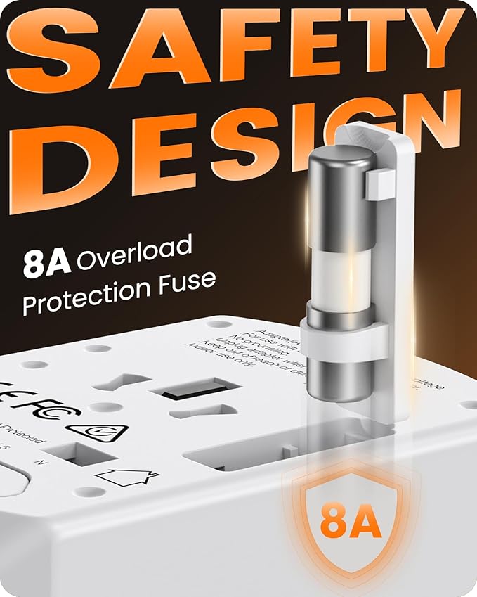 LENCENT Universal Travel Power Adapter, International AC Plug Adaptor with 2 USB C 2 USB A Ports Wall Charger Worldwide Travel Essentials for US to EU UK Ireland Australia (Type C/G/A/I), White