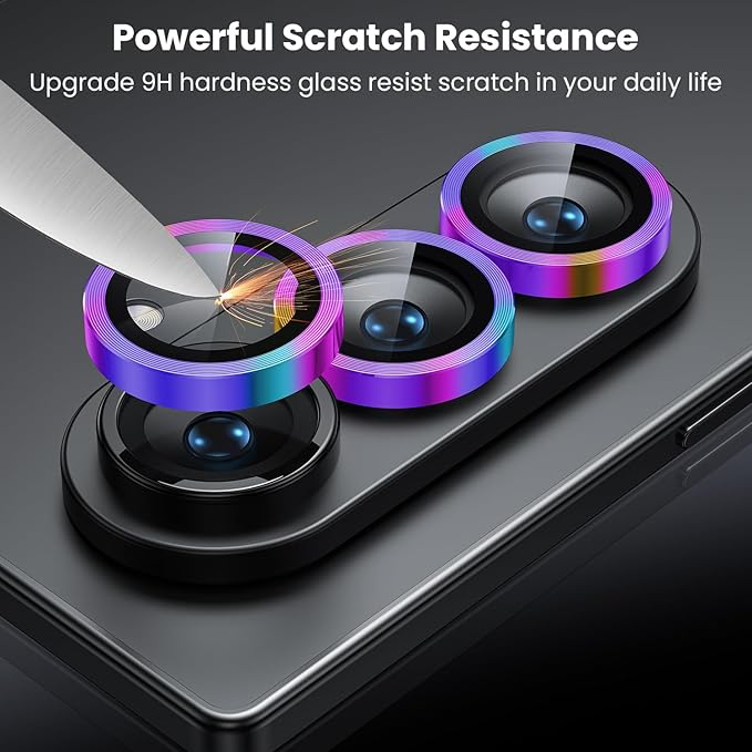WSKEN for Z Fold 7 Camera Lens Protector Case Cover - Ultra HD Anti-Reflective Tempered Metal Glass Anti Scratch Rear Camera Screen Protector Film for Samsung Galaxy Z Fold 7 5G Accessories,Colorful