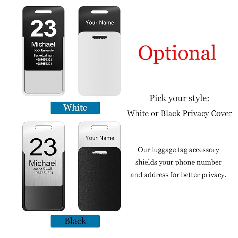 Stainless Steel Personalized Luggage Tags for Suitcases - Custom Name ID Travel Tags for Luggage, Backpacks, Baggage and Bags - Metal Unique Lable - Travel Essentials Accessories for Kids, Women, Men