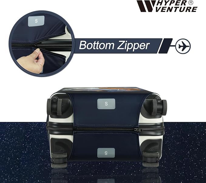 HYPER VENTURE Washable Luggage Cover - Fashion Suitcase Protector Fits 27-30 Inch Luggage (Journey, L)