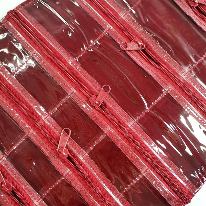 Travel Jewelry Roll Bag Portable Organizer Pouch With Grids&PVC Cover Storage Bags for Necklace, Bracelet, Bracelet,Ring, Badge, Pendant