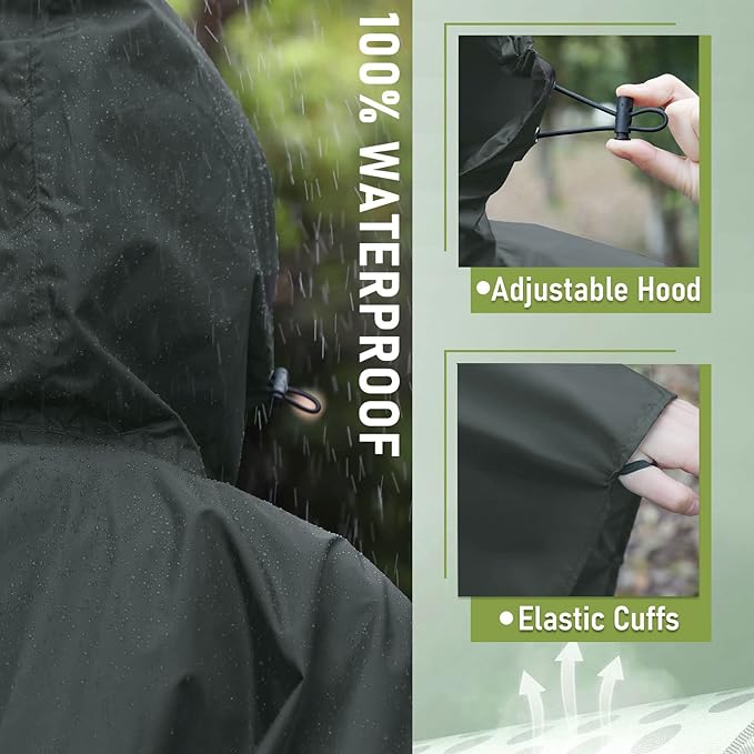 SaphiRose Unisex Rain Poncho Raincoat Hooded for Adults Women with Pockets