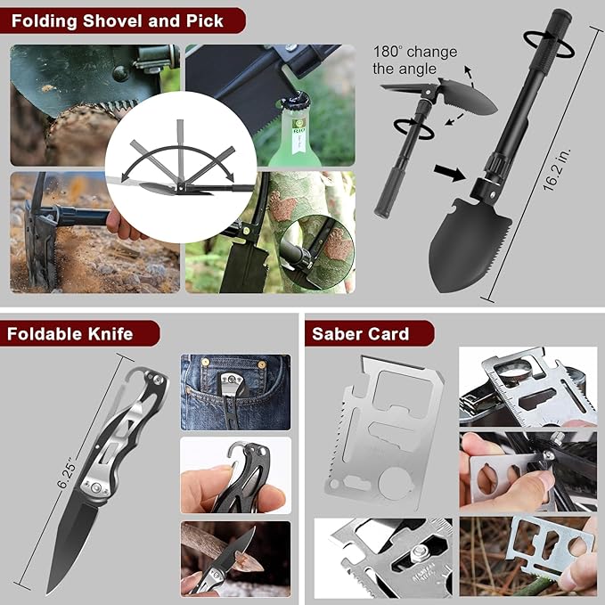 Gifts for Father's Day Men - 118-in-1 Survival Kits - Military-Grade Survival Gear for Outdoor Adventures, Disaster Preparedness, Car/Home/Office Emergency Kit with First Aid Supplies