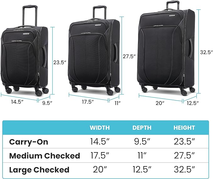 American Tourister 4 KIX 2.0 Expandable Softside Luggage with Spinner Wheels, 28 SPINNER, BLACK