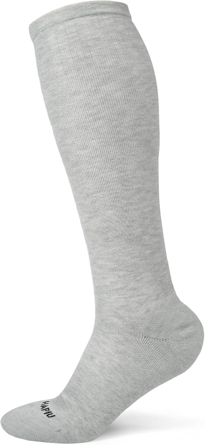 HAPIU Merino Wool Soft Compression Socks for Women & Men, 15-20 mmHg, Plus Size Knee High Stocking for Nurses, Pregnancy, Travel, Flight, Medias de Compresión Mujer