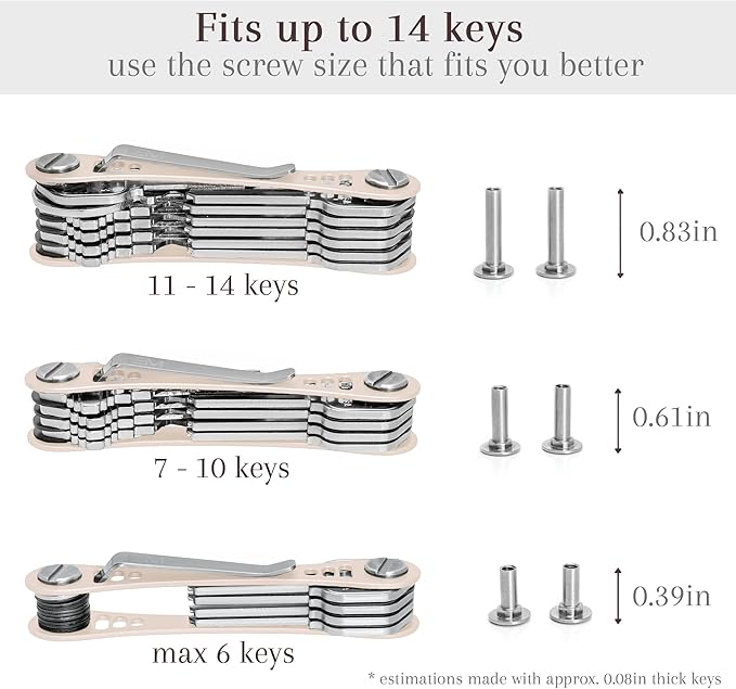 EM Premium Products Compact Key Holder - Pocket Key Organizer - 14 Keys Key Bar