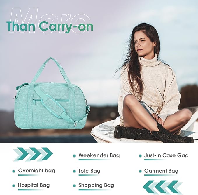 Narwey 18" Carry on Bag Underseat for Airplane with Wet Pocket Spirit Airlines Personal Item Bag Travel Duffel Bag Small Gym Bag Weekender Overnight for Women and Men (Mint Green)