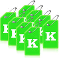 8 Pcs Luggage Tags for Suitcases, 26 Initial Letter Travel Luggage Baggage Identification Labels ID Tags Fully Bendable Tags with Stainless Steel Loop (Letter K, Green)