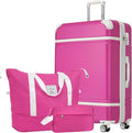 Merax Suitcase Set 28 inches Expandable Luggage with TSA Lock Spinner Wheels Hardshell Lightweight Vintage Luggage with Travel Bag,Pink