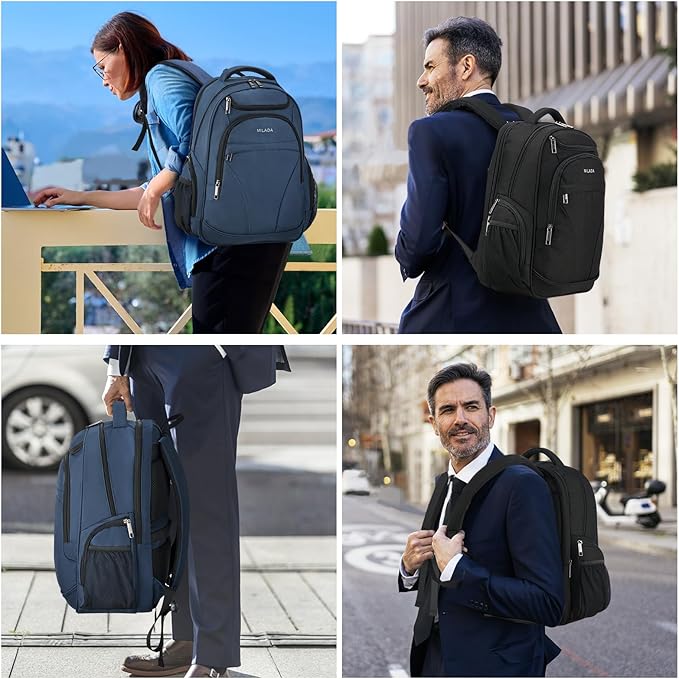 MILADA Travel Backpack For Men Laptop Backpack Women Business Carry On Backpack Airline Approved Fits 16.5 Inch Laptop Bag Work Backpack, Blue