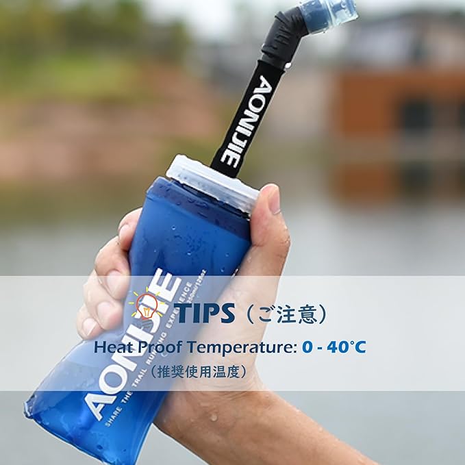 TRIWONDER TPU Soft Folding Water Bottles BPA-Free Collapsible Flask for Hydration Pack - Ideal for Running Hiking Cycling Climbing (350ml/11.83oz)