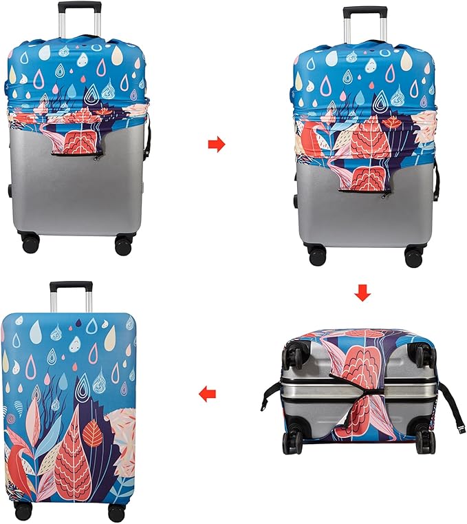 WUJIAONIAO Travel Luggage Cover Baggage Suitcase Cover Protector Skins 18-32 Inch (rainy season, S (for 18-20 inch luggage))