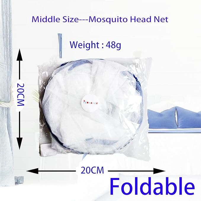 CMINGJ Portable Mosquito Head Net Foldable Pop-Up Travel Essentials Mosquito Net for Bed Free Installation-Large Size Suitable for Bedroom, Camping, nap (Medium)
