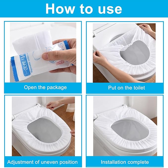 20 Pack Disposable Toilet Seat Cover Waterproof Non-Woven Fabric, Disposable Toilet Seat Covers for Travel, Disposable Seat Covers for Outing Hotel Hospital Public Toilet (Individual Package)