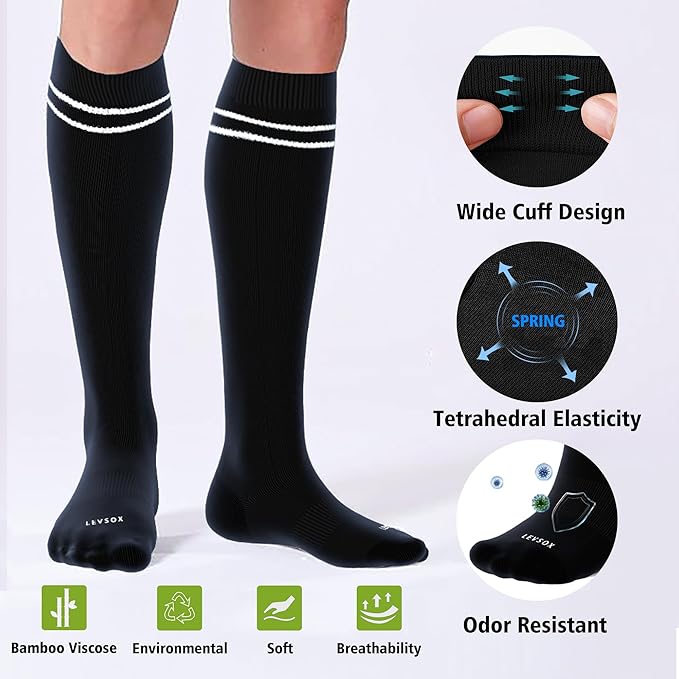LEVSOX Compression Socks for Pregnant Women 20-30 mmHg Knee High Cute Funny Mens Supports Socks for Nurses, Medical, Travel
