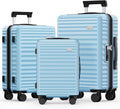 SHOWKOO Luggage Sets 3 Piece Hardside Expandable Suitcase with Double Spinner Wheels Tsa Lock Sky Blue (20in/24in/28in)