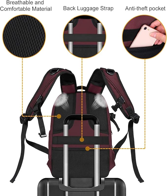 MOSISO Camera Backpack, DSLR/SLR/Mirrorless Photography Camera Bag 15-16 inch Waterproof Hardshell Case with Tripod Holder&Laptop Compartment Compatible with Canon/Nikon/Sony, Wine Red