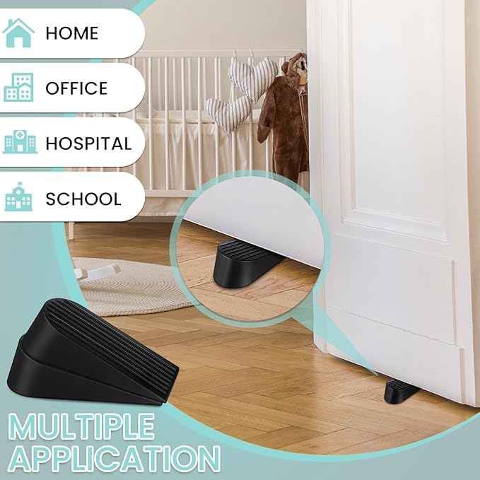 Frienda 16 Pack Large Door Stoppers Heavy Duty Rubber Stopper for Bottom of Door Wedge Stopper for Home Office (Black)