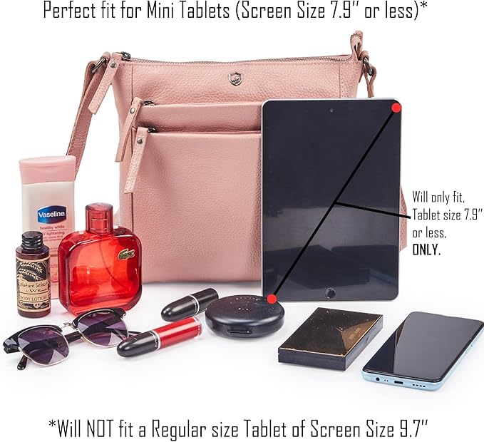 Small Soft Genuine Leather Crossbody Purse Women’s Sling Crossover Shoulder Travel Handbag with Triple Zipper