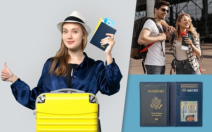 Personalized Monogrammed Navy Leather RFID Passport Wallet