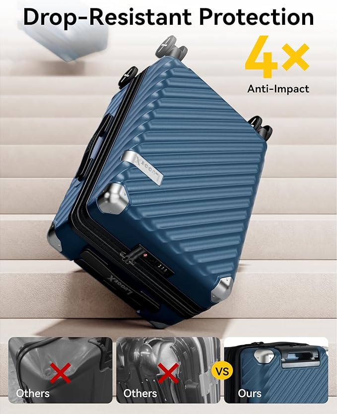 LUGGEX Luggage with Spinner Wheels, Polycarbonate Expandable Hard Shell Suitcase, Carry On 20 Inch, Purple