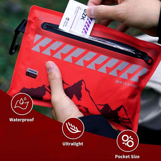 RHINO RESCUE Small First Aid Kit Ultralight Waterproof Medical Kit for Hiking, Backpacking, Cycling, Travel, Vehicles, 114pc
